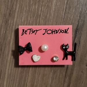 Set of 5 mismatched cute Betsey Johnson earrings